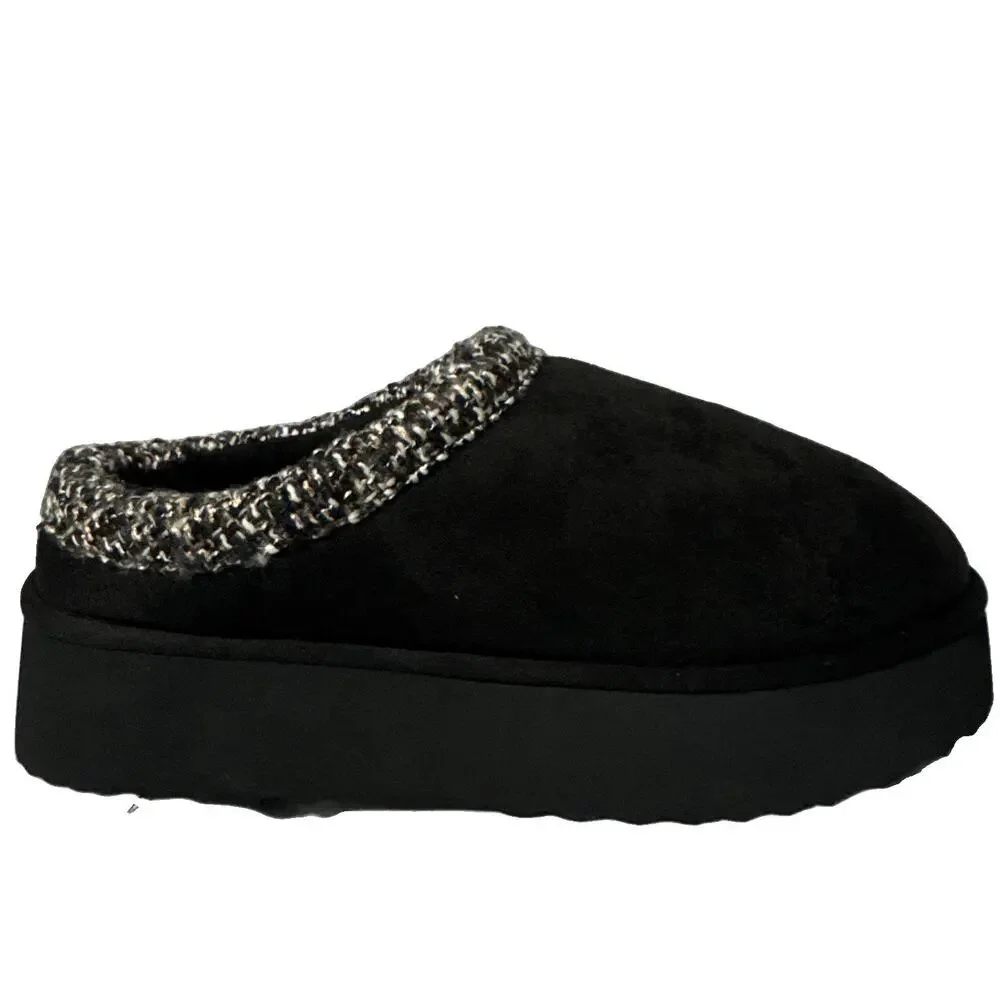 Steve Madden Selden Black Suede Faux Fur Platform Size 8 New